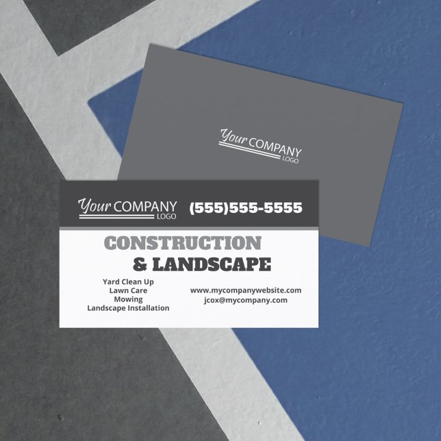 Basic Dark Grey, White Logo Business Card (gray business cards, stone gray and slate gray promotional printed materials, basic minimal gray)