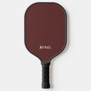 Basic Dark Red Monogram Name Pickleball Paddle