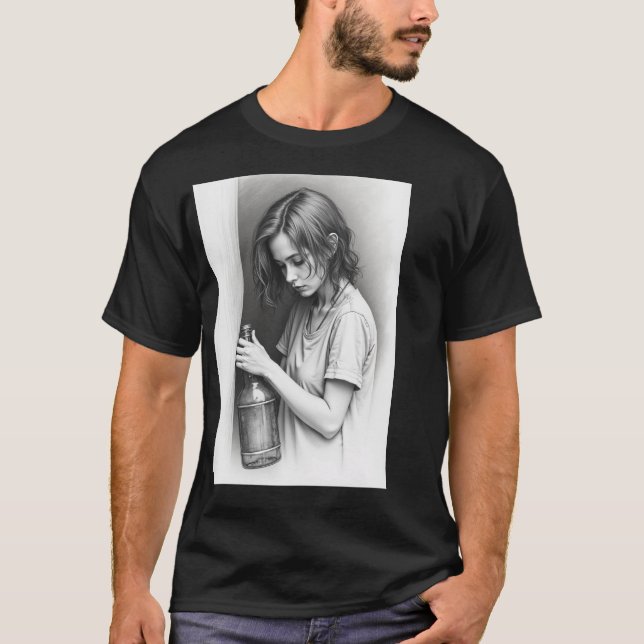 Basic Dark T-Shirt."Empty Bottle, Endless Adventur T-Shirt (Front)