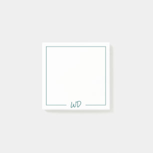 Basic Dark Teal Green Monogram Initials Post-it Notes