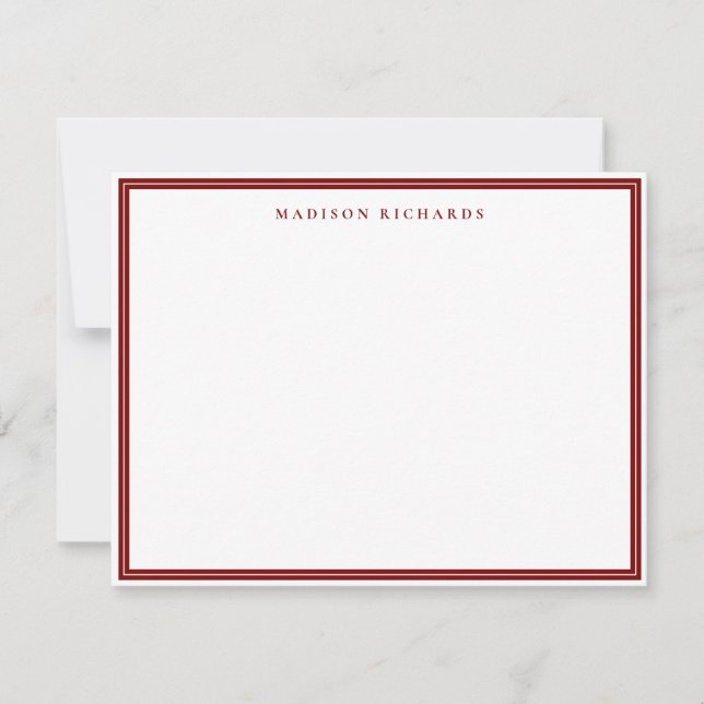 Basic Deep Red Border Personalised  Card (Front)