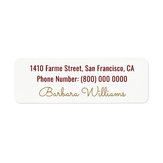 basic & elegant, address with name, return address label (Front)