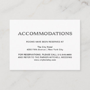 Basic Elegant Black and White Accommodations Enclosure Card