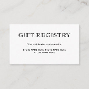 Basic Elegant Black and White   Gift Registry Enclosure Card