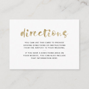 Basic Elegant Faux Gold   Driving Directions Enclosure Card