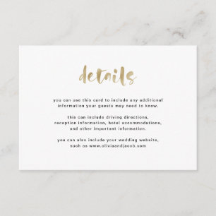Basic Elegant Faux Gold   Guest Details Enclosure Card