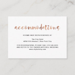 Basic Elegant Faux Rose Gold Accommodations Enclosure Card