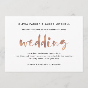 Basic Elegant Faux Rose Gold Wedding Invitation