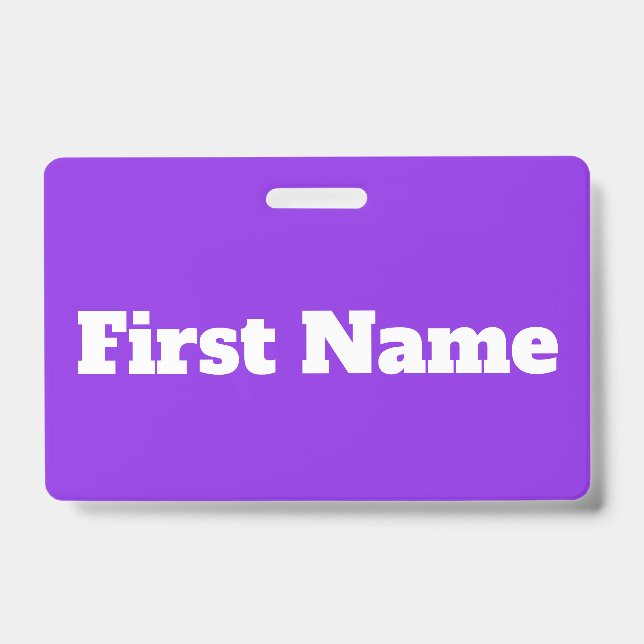 Basic, Elegant, Purple Background & White Name ID Badge (Front)
