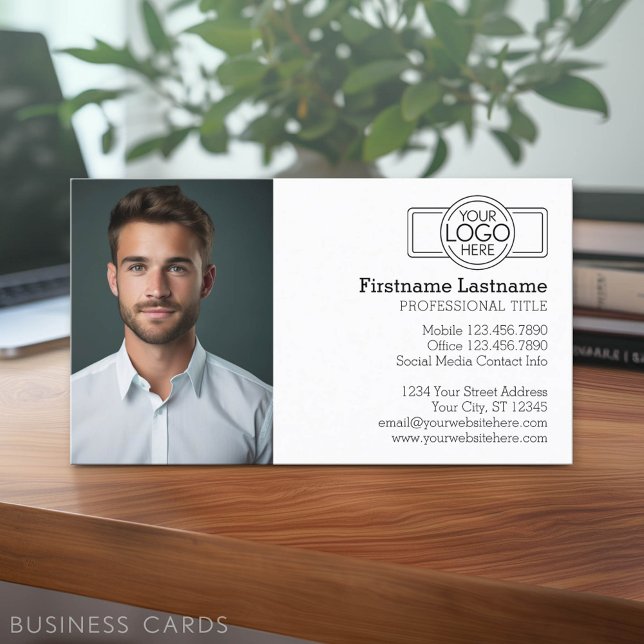 Basic Executive Design with Logo and Photo Business Card (Classic Business Card Design with a Photo)