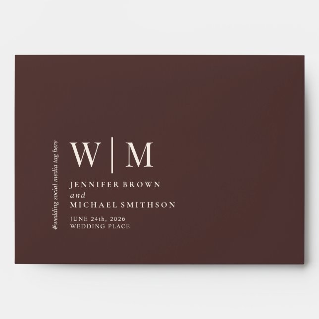 Basic Formal Brown Color Modern Minimal Wedding Envelope (Front)