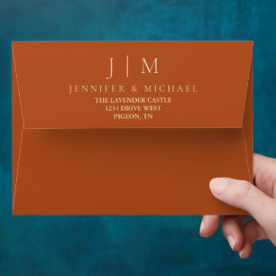 Basic Formal Terracotta Earth Minimalist Wedding Envelope