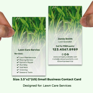 Basic Garden Service List Call to Action Lawn Care Business Card