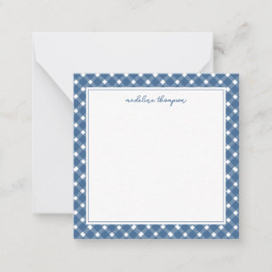 Basic Gingham Light Navy Blue Border Sqaure Card
