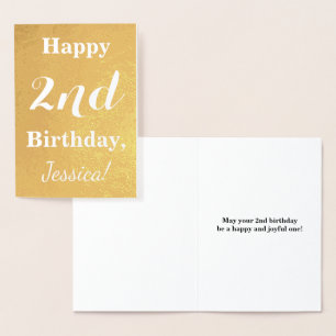 Basic Gold Foil 2nd Birthday + Custom Name Card
