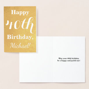 Basic Gold Foil 40th Birthday + Custom Name Foil Card