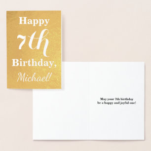 Basic Gold Foil 7th Birthday + Custom Name Card