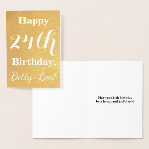 Basic Gold Foil "HAPPY 24th BIRTHDAY"; Custom Name Foil Card