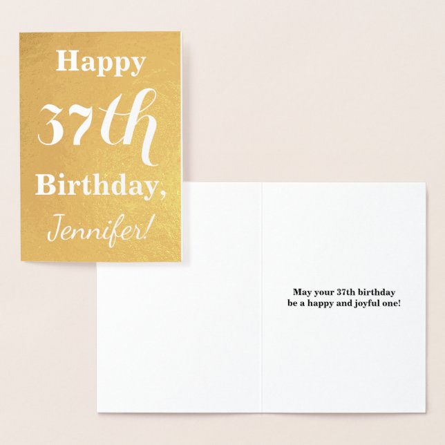 Basic Gold Foil "HAPPY 37th BIRTHDAY"; Custom Name Card (Display)