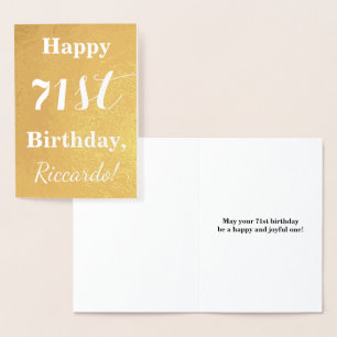 Basic Gold Foil "HAPPY 71st BIRTHDAY"; Custom Name Card