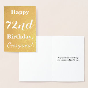 Basic Gold Foil "HAPPY 72nd BIRTHDAY"; Custom Name Card