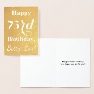 Basic Gold Foil "HAPPY 73rd BIRTHDAY"; Custom Name Card