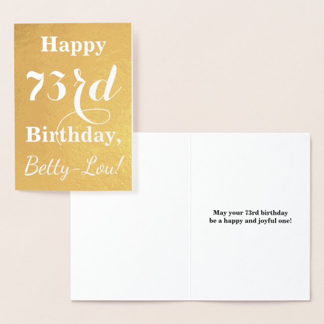 Basic Gold Foil "HAPPY 73rd BIRTHDAY"; Custom Name Card (Display)