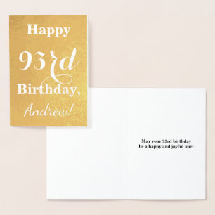 Basic Gold Foil "HAPPY 93rd BIRTHDAY"; Custom Name Card