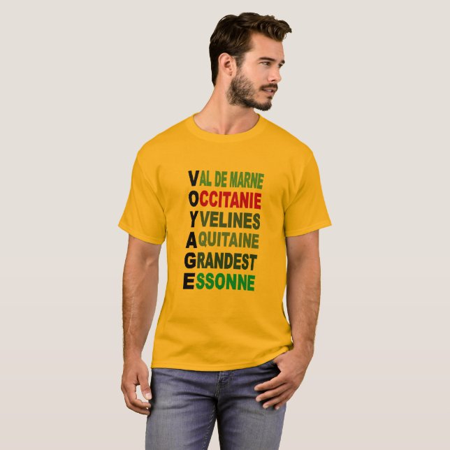 Basic golden T-shirt TRAVEL (Front Full)