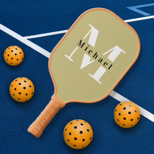 Basic Green Monogram Name + Initial Pickleball Paddle