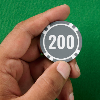 Basic Grey White Bold Number Poker Chips