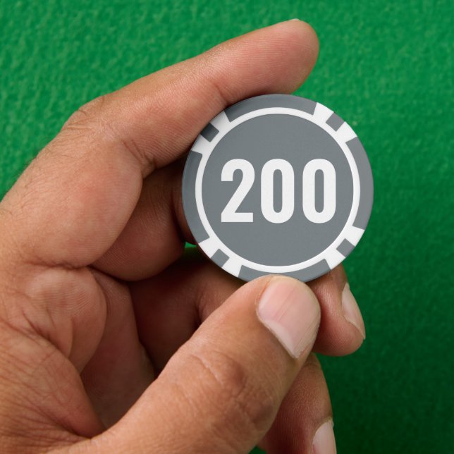 Basic Grey White Bold Number  Poker Chips (Hand)