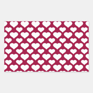 Basic Heart Pattern White Any Colour Background Rectangular Sticker