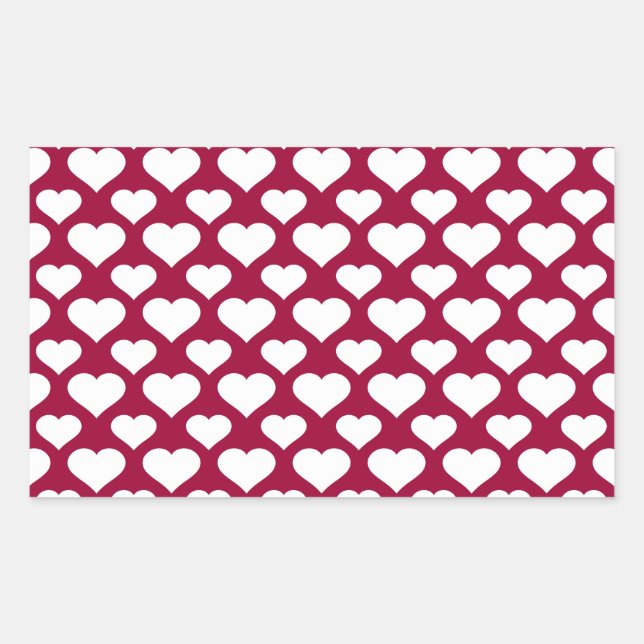 Basic Heart Pattern White Any Colour Background Rectangular Sticker (Front)