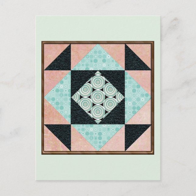 Basic Hourglass in Turquoise and Peach Postcard (Front)
