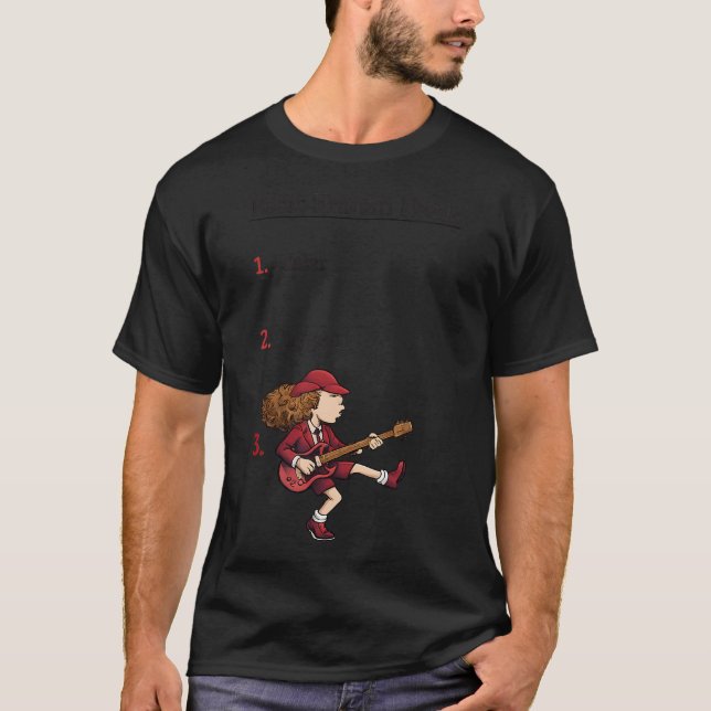 Basic Human Needs Rock Guitar Funny Tee (Front)