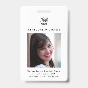 Basic Identification Badge with Photo and Logo ID Badge