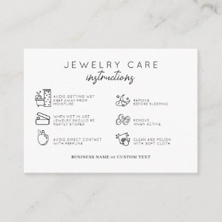 Basic Jewellery Care Instructions Earring Business Enclosure Card