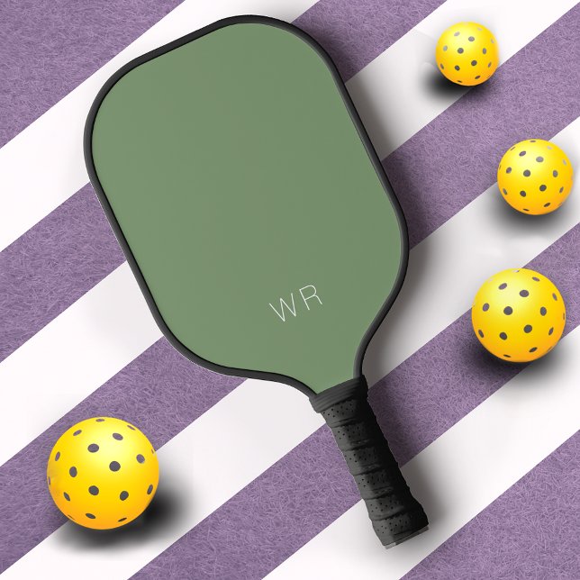 Basic Light Green Monogram Initials Pickleball Paddle (Creator Uploaded)