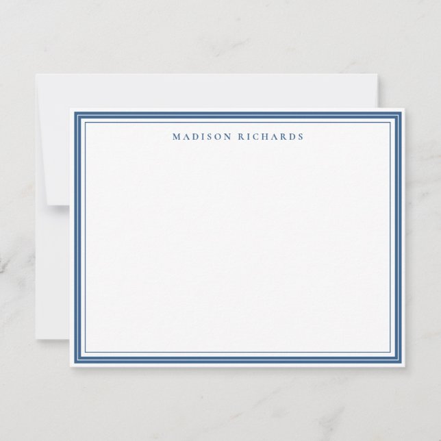 Basic Light Navy Blue 3 Border Personalised  Card (Front)