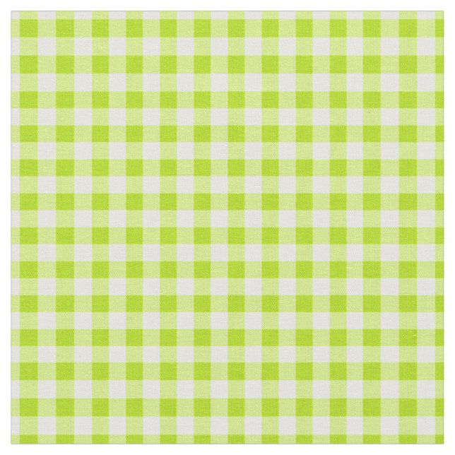 Basic Lime Green Gingham Fabric (Close Up)