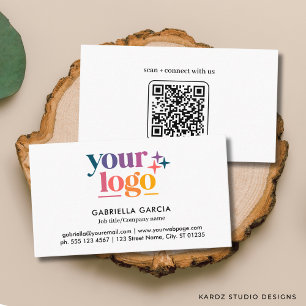 Basic Logo QR Code White Business Card