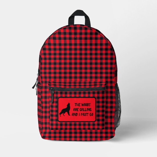 Basic Lumberjack Red and Black Buffalo Plaid Printed Backpack (Front)