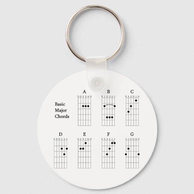 Basic Major Chords Key Ring (Front)
