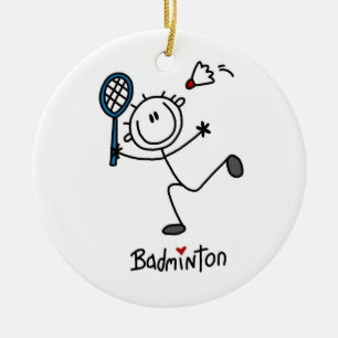 Basic Male Stick Figure Badminton Ceramic Tree Decoration