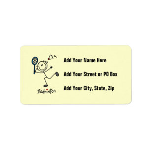 Basic Male Stick Figure Badminton Label
