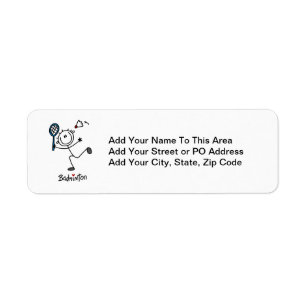 Basic Male Stick Figure Badminton Return Address Label