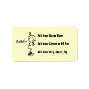 Basic Male Stick Figure Baseball T-shirts and Gift Label