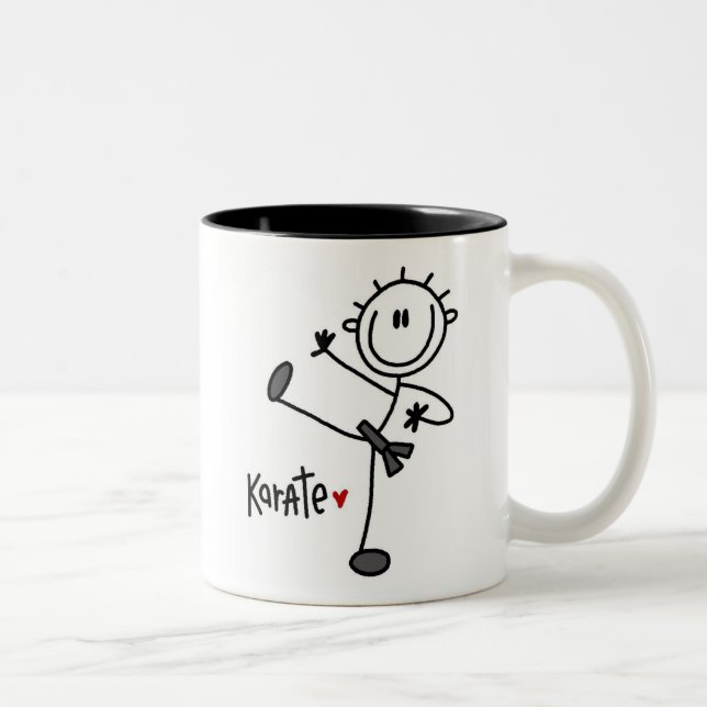 Basic Male Stick Figure Karate T-shirts and Gifts Two-Tone Coffee Mug (Right)