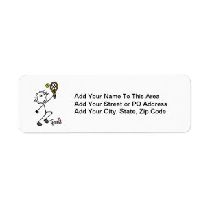 Basic Male Stick Figure Tennis Player Return Address Label